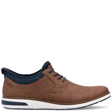RIEKER MENS LACE CASUAL SHOE - BROWN