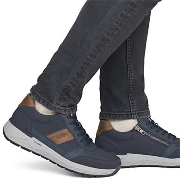 RIEKER MENS WIDE FIT ZIP COMFORT SHOE - BLUE