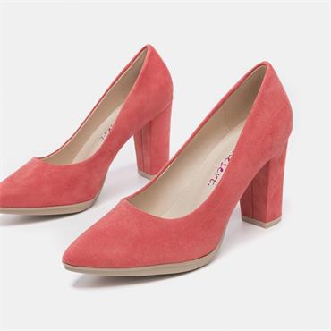PINK DESERT WOMENS POINT TOE COURT SHOE - CORAL SUEDE