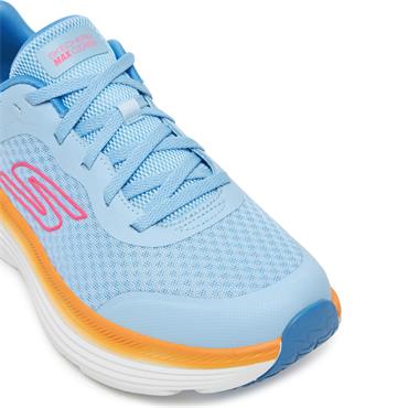 SKECHERS WOMENS MAX CUSHION LACE TRAINER - BLUE ORANGE