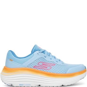 SKECHERS WOMENS MAX CUSHION LACE TRAINER - BLUE ORANGE