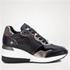 XTI WOMENS WEDGE LACE TRAINER - BLACK