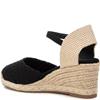XTI WOMENS WEDGE FABRIC SANDAL - BLACK
