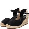 XTI WOMENS WEDGE FABRIC SANDAL - BLACK