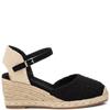 XTI WOMENS WEDGE FABRIC SANDAL - BLACK