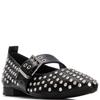 XTI WOMENS FLAT DIAMANTE STUD STRAP SHOE - BLACK