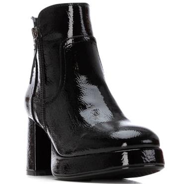XTI WOMENS ZIP ANKLE BOOT - BLACK PATENT