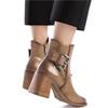 XTI WOMENS BUCKLE STRAP ZIP ANKLE BOOT - BEIGE