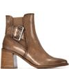 XTI WOMENS BUCKLE STRAP ZIP ANKLE BOOT - BEIGE