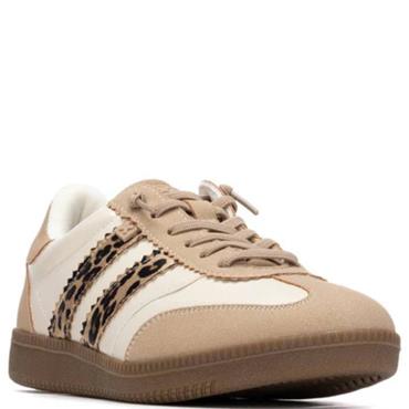XTI WOMENS LACE TRAINER - BEIGE LEOPARD