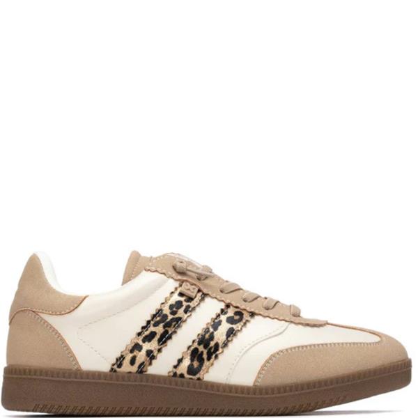 XTI WOMENS LACE TRAINER BEIGE LEOPARD Paul Byron Shoes Ireland