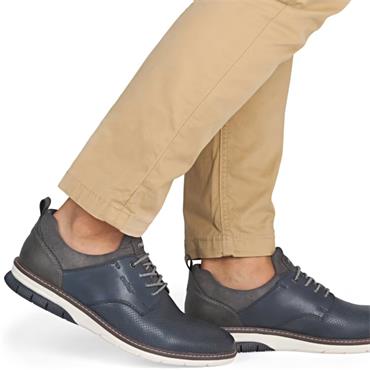 RIEKER MENS LACE CASUAL SHOE - NAVY TABACCO