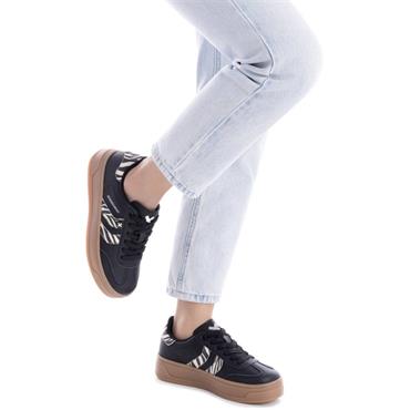 XTI WOMENS LACE TRAINER - BLACK ZEBRA