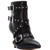 XTI WOMENS ZIP STUD STRAP ANKLE BOOT - BLACK