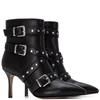 XTI WOMENS ZIP STUD STRAP ANKLE BOOT - BLACK