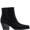 XTI WOMENS DIAMANTE ZIP ANKLE BOOT - BLACK
