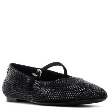 XTI WOMENS DIAMANTE FLAT STRAP SHOE - BLACK