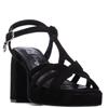 XTI WOMENS HIGH HEEL STRAP SANDAL - BLACK SUEDE