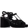 XTI WOMENS HIGH HEEL STRAP SANDAL - BLACK SUEDE