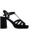 XTI WOMENS HIGH HEEL STRAP SANDAL - BLACK SUEDE