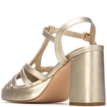 XTI WOMENS HIGH HEEL STRAP SANDAL - GOLD