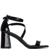 XTI WOMENS HIGH HEEL STRAP SANDAL - BLACK PATENT