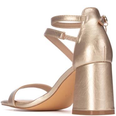 XTI WOMENS HIGH HEEL STRAP SANDAL - GOLD