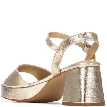 XTI WOMENS HIGH HEEL STRAP SANDAL - GOLD