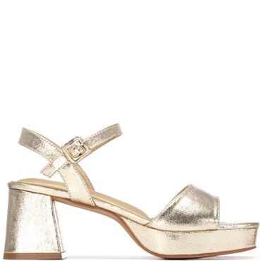 XTI WOMENS HIGH HEEL STRAP SANDAL - GOLD