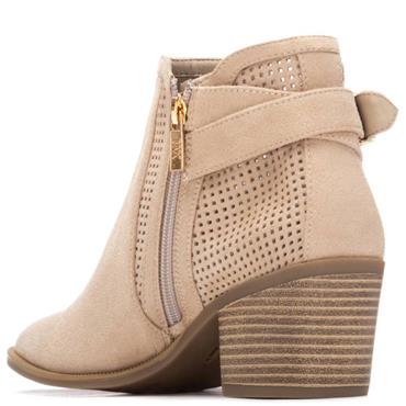 XTI WOMENS ZIP ANKLE BOOT - BEIGE SUEDE