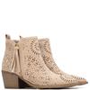XTI WOMENS ZIP ANKLE BOOT - BEIGE SUEDE