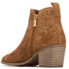 XTI WOMENS ZIP ANKLE BOOT - CAMEL SUEDE