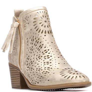 XTI WOMENS ZIP ANKLE BOOT - GOLD