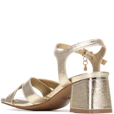 XTI WOMENS LOW HEEL STRAP SANDAL - GOLD