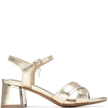 XTI WOMENS LOW HEEL STRAP SANDAL - GOLD