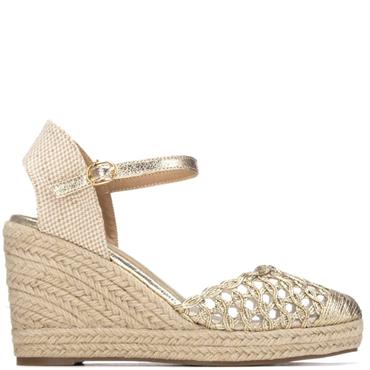 XTI WOMENS WEDGE SANDAL - GOLD