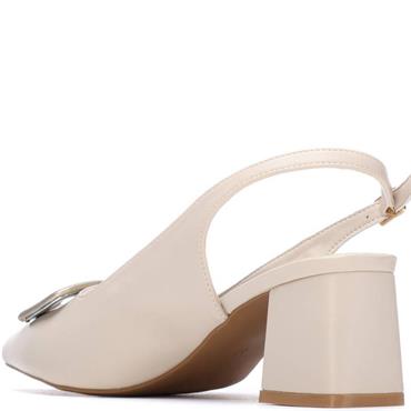 XTI WOMENS LOW HEEL SLING BACK - BEIGE