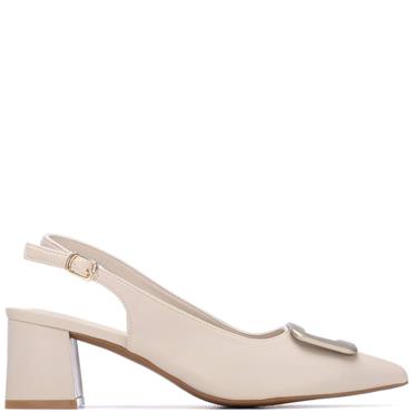 XTI WOMENS LOW HEEL SLING BACK - BEIGE