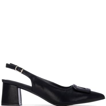 XTI WOMENS LOW HEEL SLING BACK - BLACK