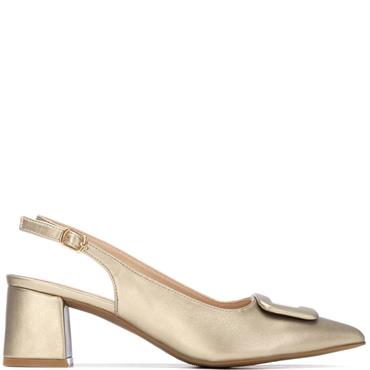 XTI WOMENS LOW HEEL SLING BACK - GOLD