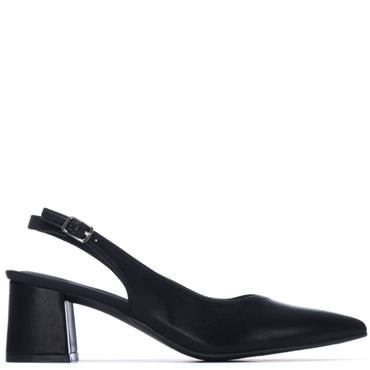 XTI WOMENS LOW HEEL SLING BACK - BLACK