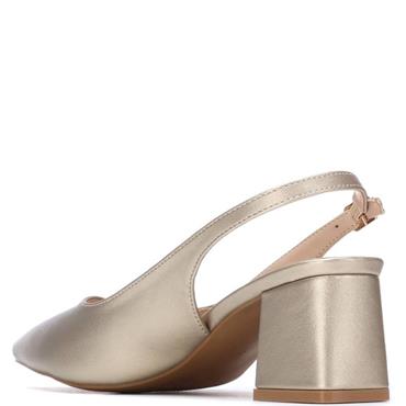 XTI WOMENS LOW HEEL SLING BACK - GOLD