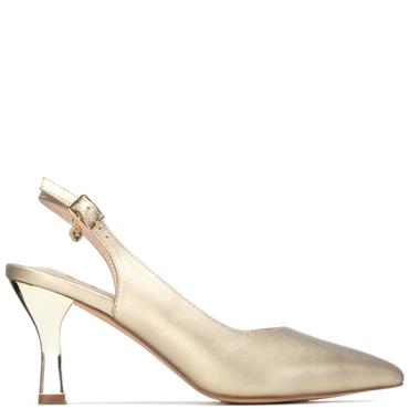 XTI WOMENS MID HEEL SLING BACK - GOLD