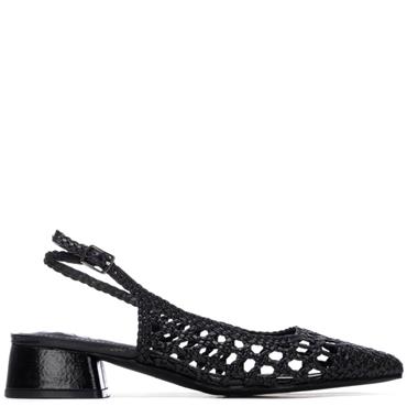 XTI WOMENS LOW HEEL SLING BACK - BLACK