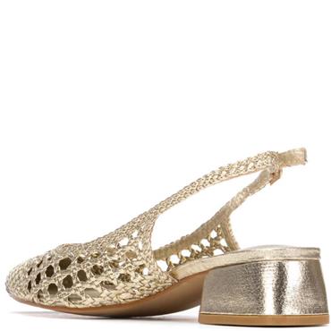 XTI WOMENS LOW HEEL SLING BACK - GOLD