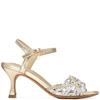 XTI WOMENS MID HEEL STRAP SANDAL - GOLD