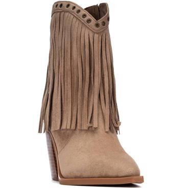 XTI WOMENS MICROFIBER ANKLE BOOT - BEIGE