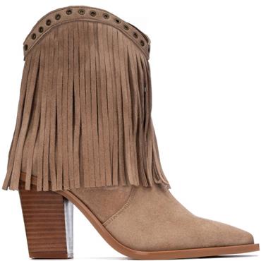 XTI WOMENS MICROFIBER ANKLE BOOT - BEIGE