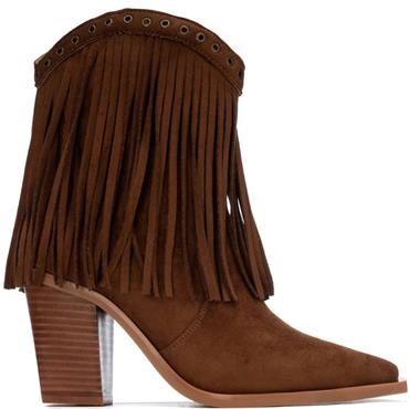 XTI WOMENS MICROFIBER ANKLE BOOT - CAMEL