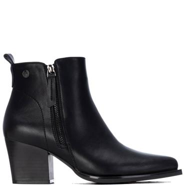 XTI WOMENS ZIP ANKLE BOOT - BLACK